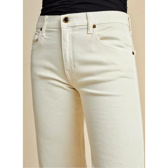 KHAITE Wendell Jean in Ivory - Cream White Brown Stitching Trim Jeans sz 25 - Picture 13 of 16